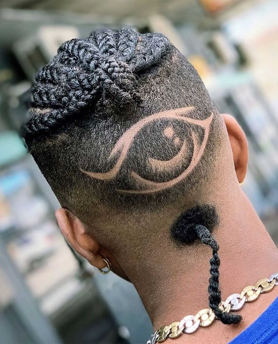 Big Eye Design with Rat Tail and Braids