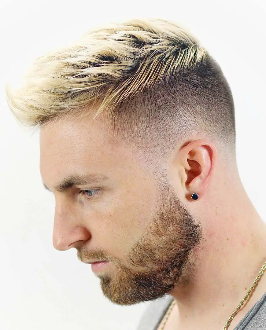 Blonde Quiff with Skin Fade and Beard