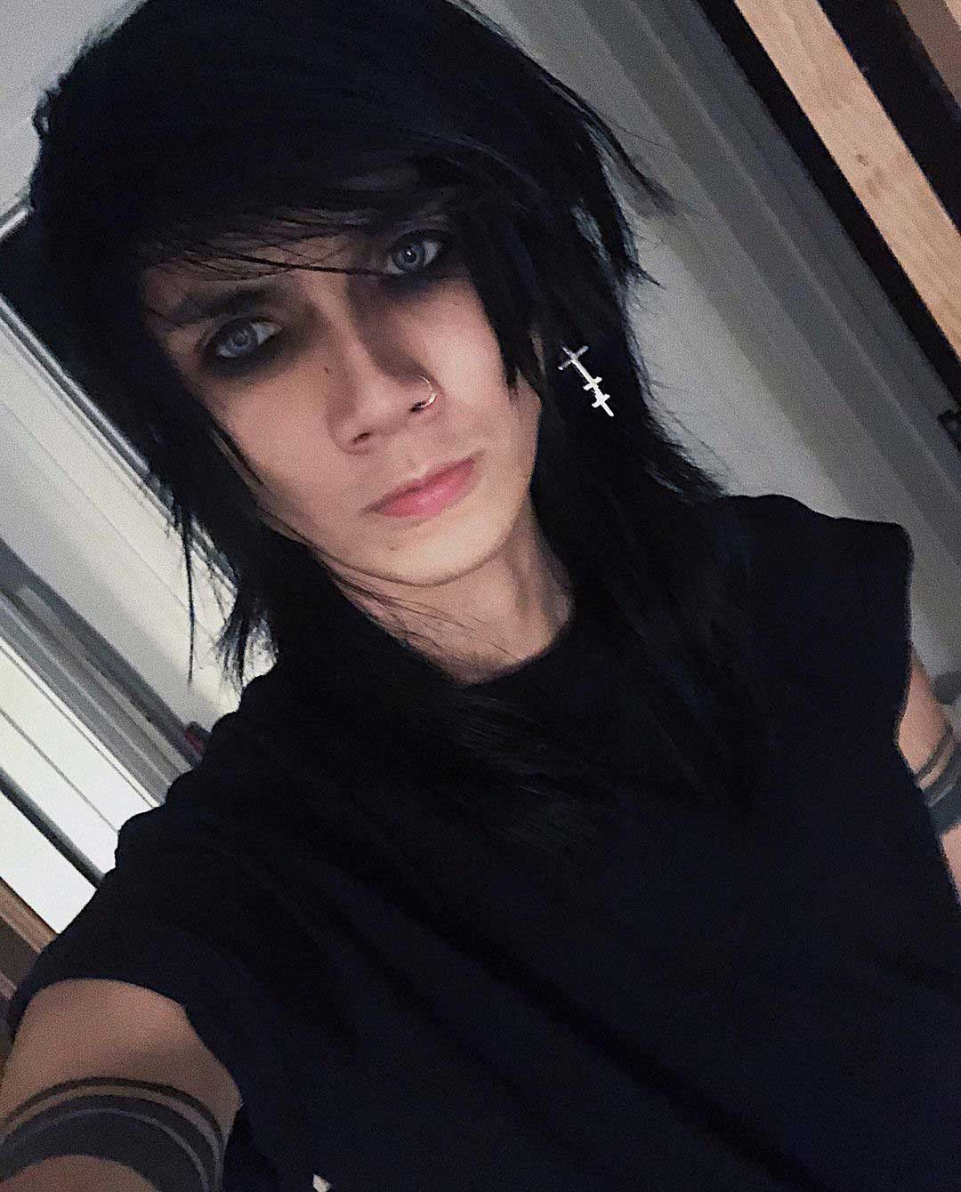 Long Black Emo Hairstyle