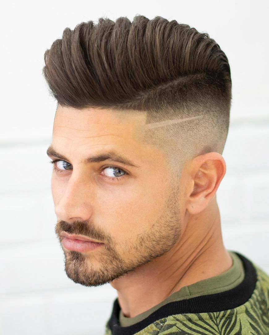 Short Sides Long Top with Skin Fade and Sharp Line