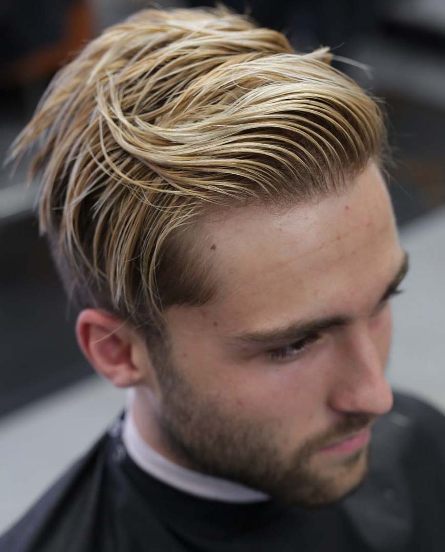 Sleek Blonde Comb Over Hairstyle