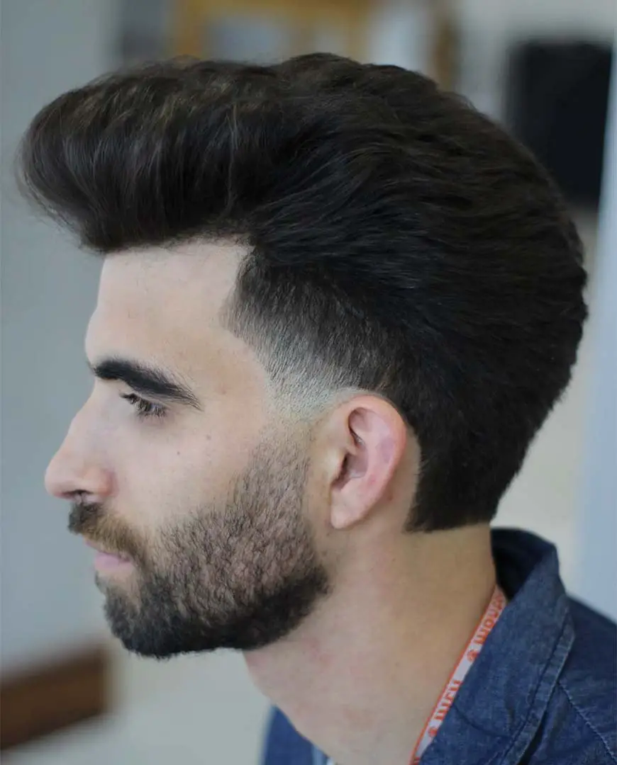 Pompadour with Mullet and Taper Fade