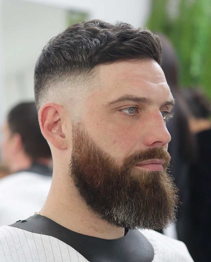 Short Sides Long Top Comb Over with Beard