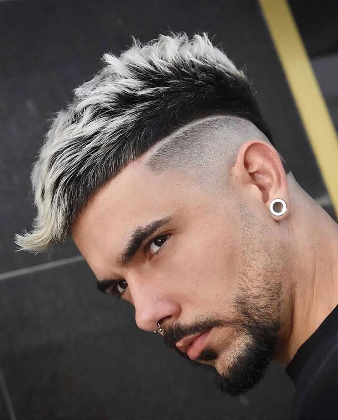Line Up Haircut with Blonde Tips