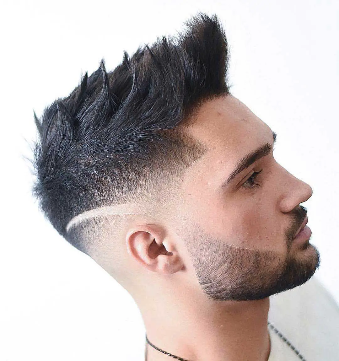 Quiff Haircut with Line Design